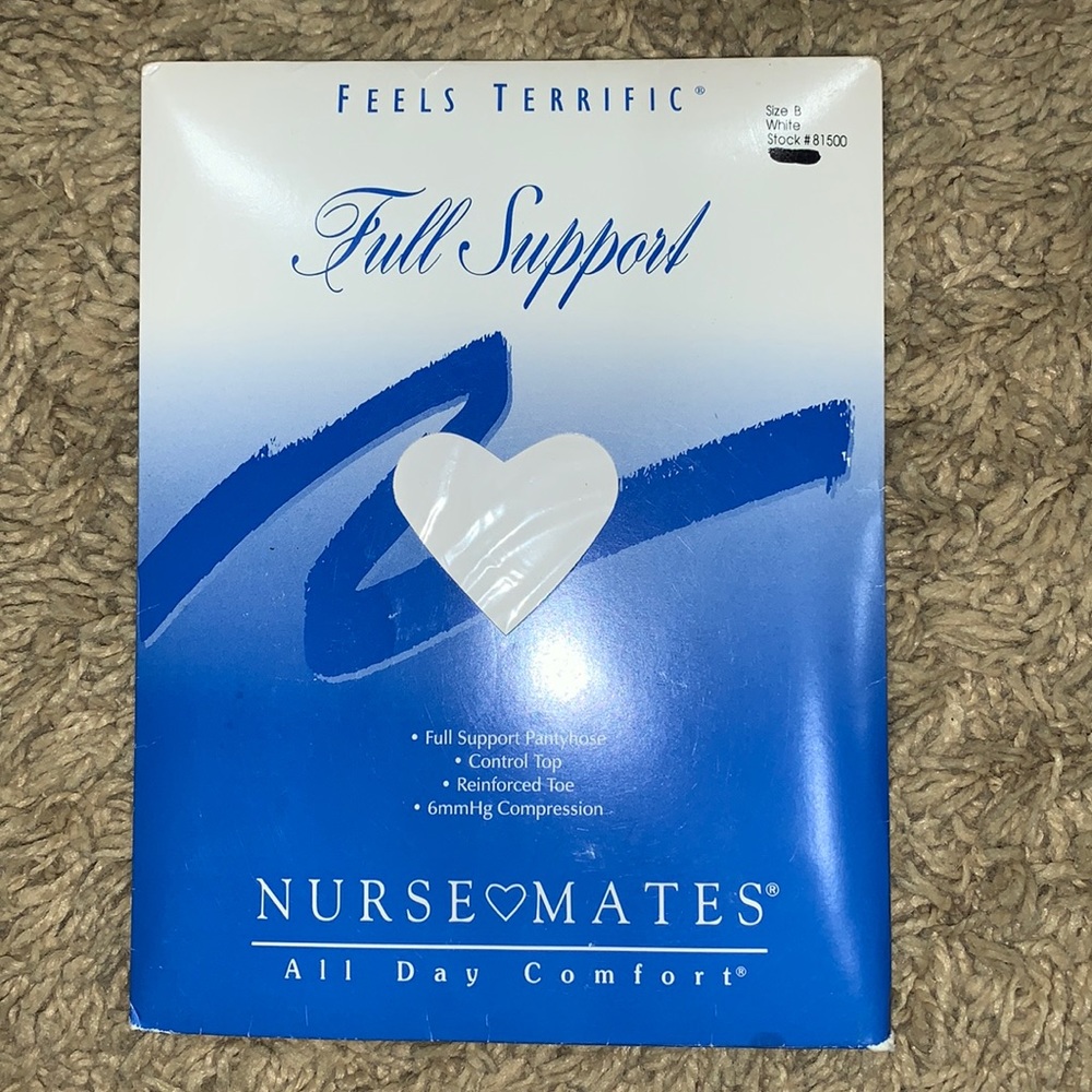 New! 1 pair white Nursemates white support hose size B